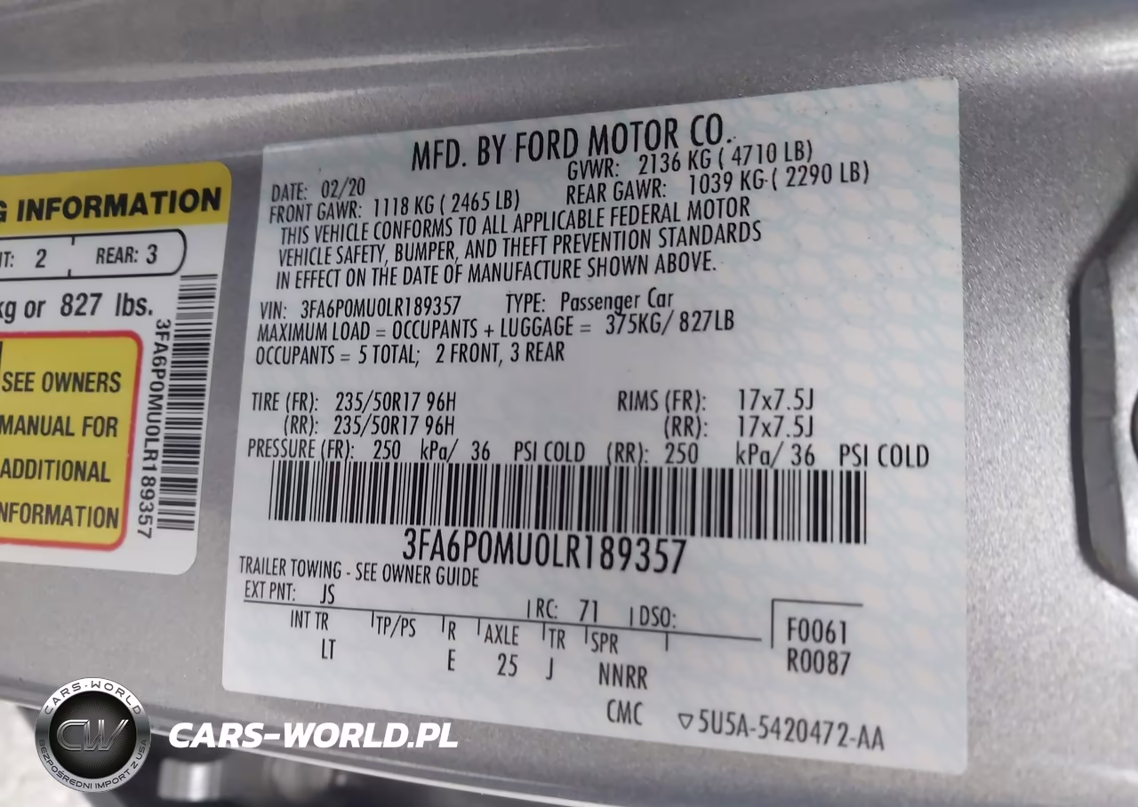 2020 Ford Fusion Hybrid Sel VIN:3FA6P0MU0LR189357 - 9