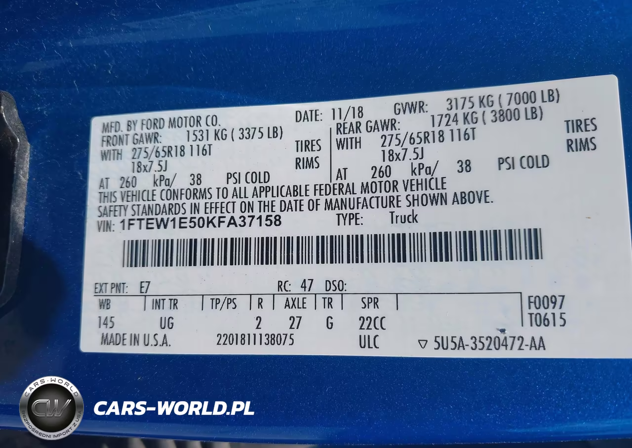 2019 Ford F-150 Xlt VIN:1FTEW1E50KFA37158 - 9