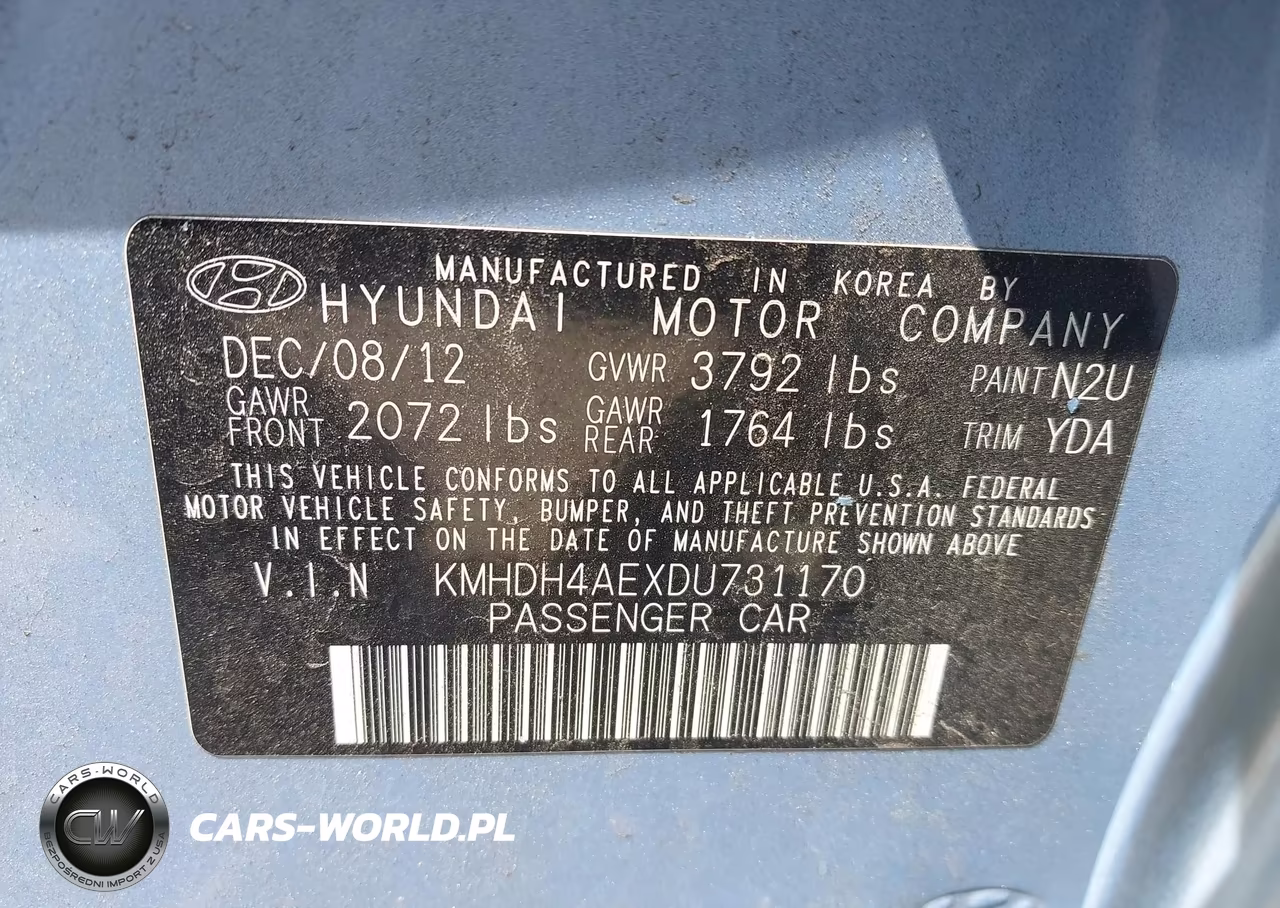2013 Hyundai Elantra Gls VIN:KMHDH4AEXDU731170 - 9