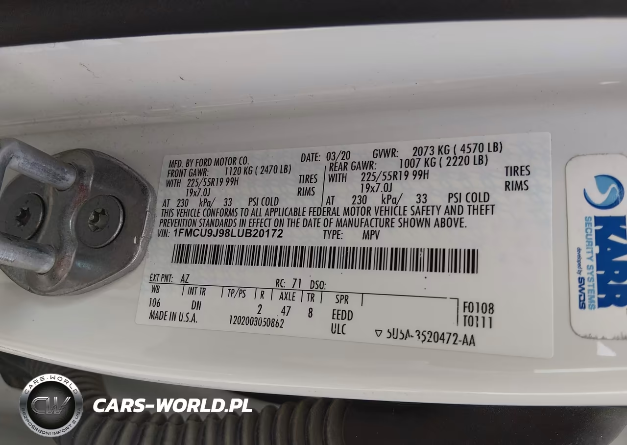 2020 Ford Escape Titanium VIN:1FMCU9J98LUB20172 - 9