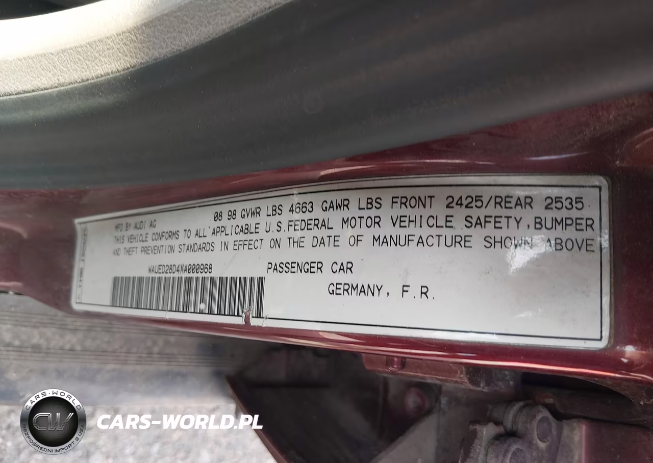 1999 Audi A4 2.8 VIN:WAUED28D4XA000968 - 9