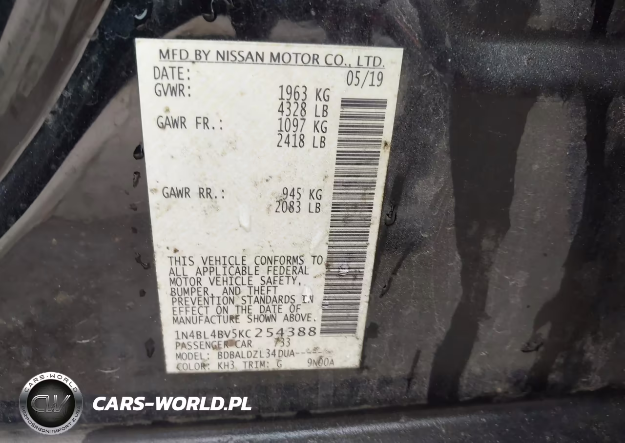 2019 Nissan Altima 2.5 S VIN:1N4BL4BV5KC254388 - 9
