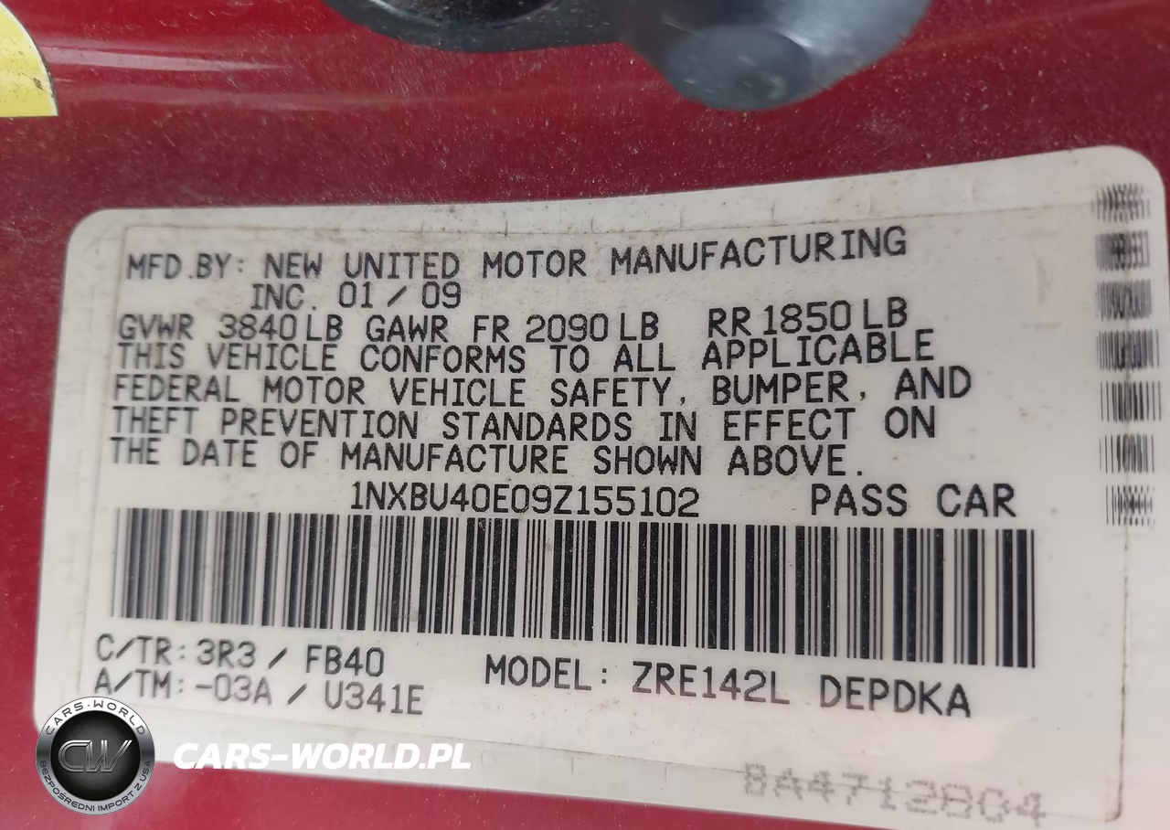 2009 Toyota Corolla Le VIN:1NXBU40E09Z155102 - 9