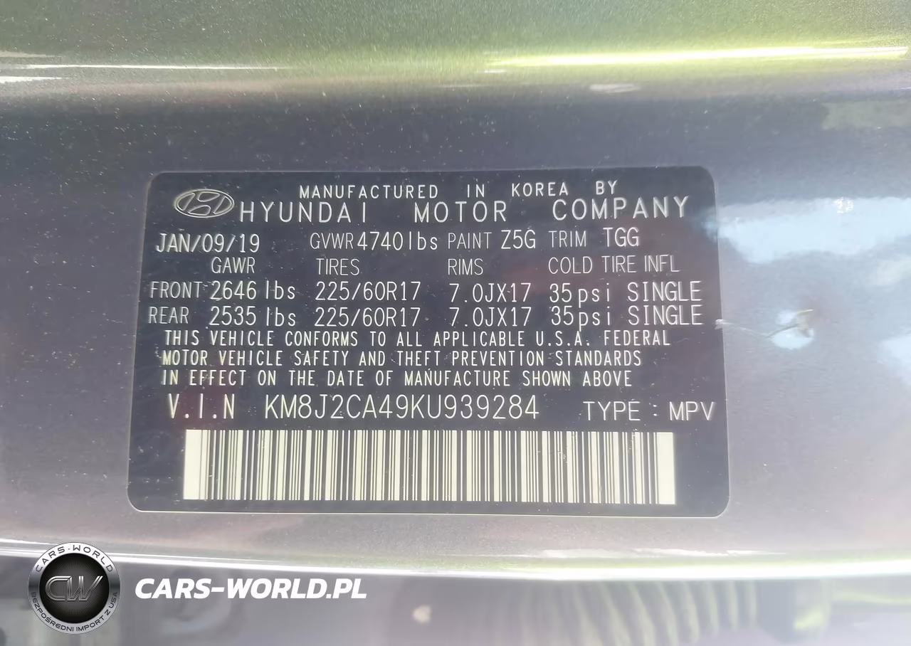 2019 Hyundai Tucson Se VIN:KM8J2CA49KU939284 - 9