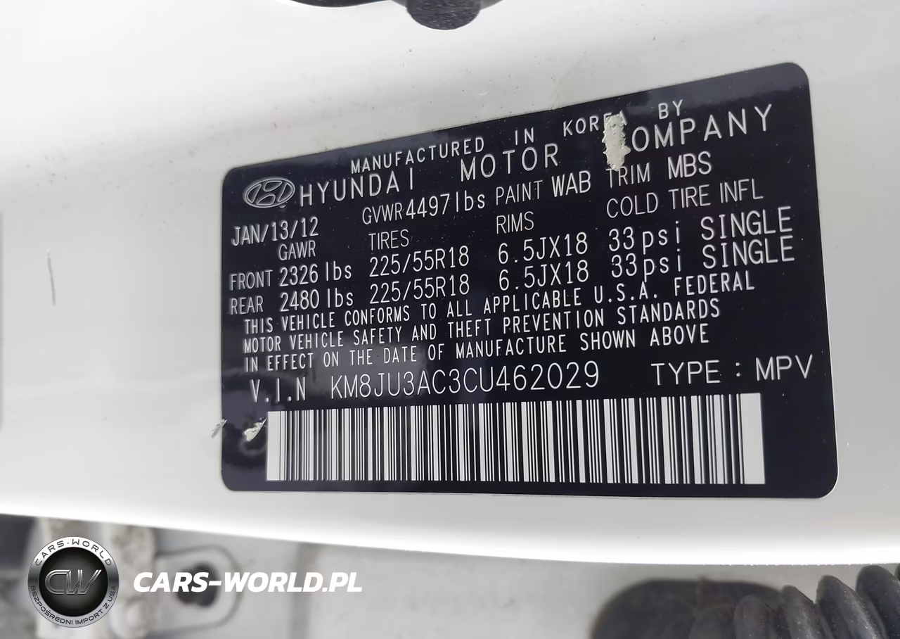 2012 Hyundai Tucson Limited VIN:KM8JU3AC3CU462029 - 9