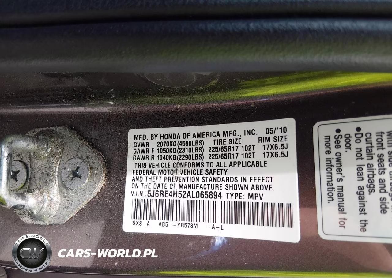2010 Honda Cr-V Ex VIN:5J6RE4H52AL065894 - 9