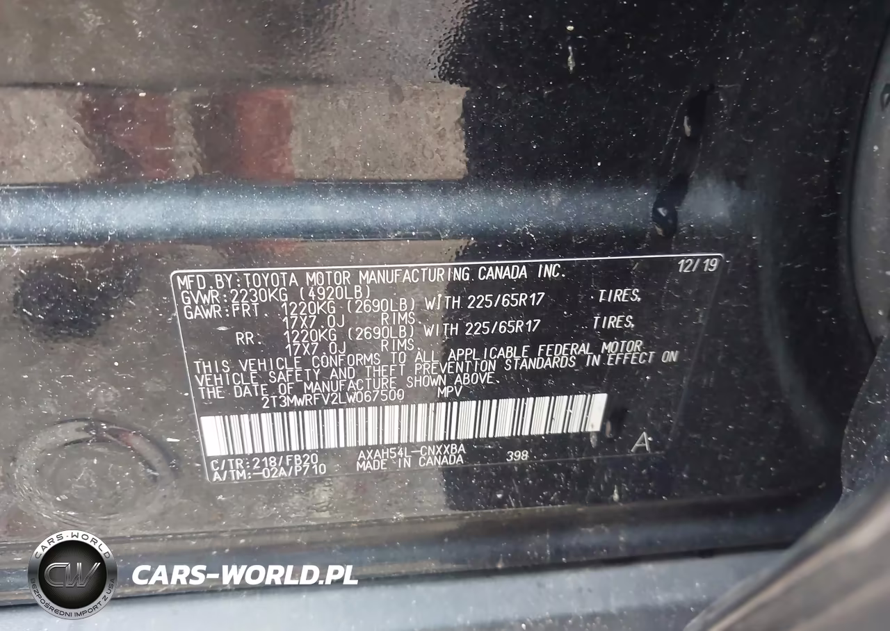 2020 Toyota Rav4 Hybrid Le VIN:2T3MWRFV2LW067500 - 9