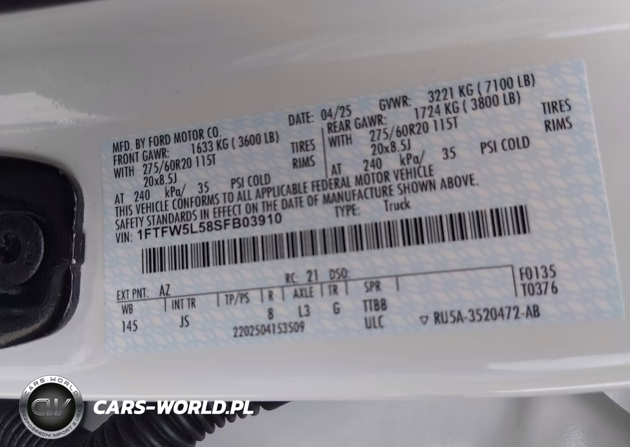 2025 Ford F-150 Lariat VIN:1FTFW5L58SFB03910 - 9