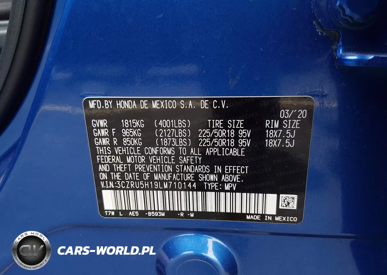 2020 Honda Hr-V 2Wd Sport VIN:3CZRU5H19LM710144 - 9