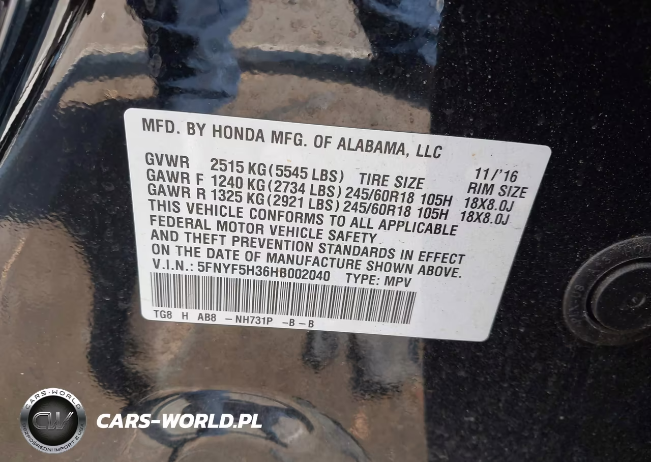 2017 Honda Pilot Ex VIN:5FNYF5H36HB002040 - 9