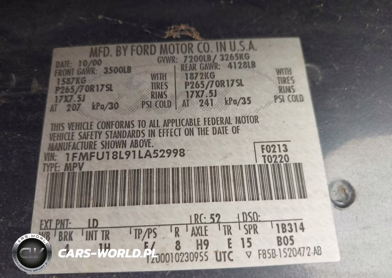 2001 Ford Expedition Eddie Bauer VIN:1FMFU18L91LA52998 - 9