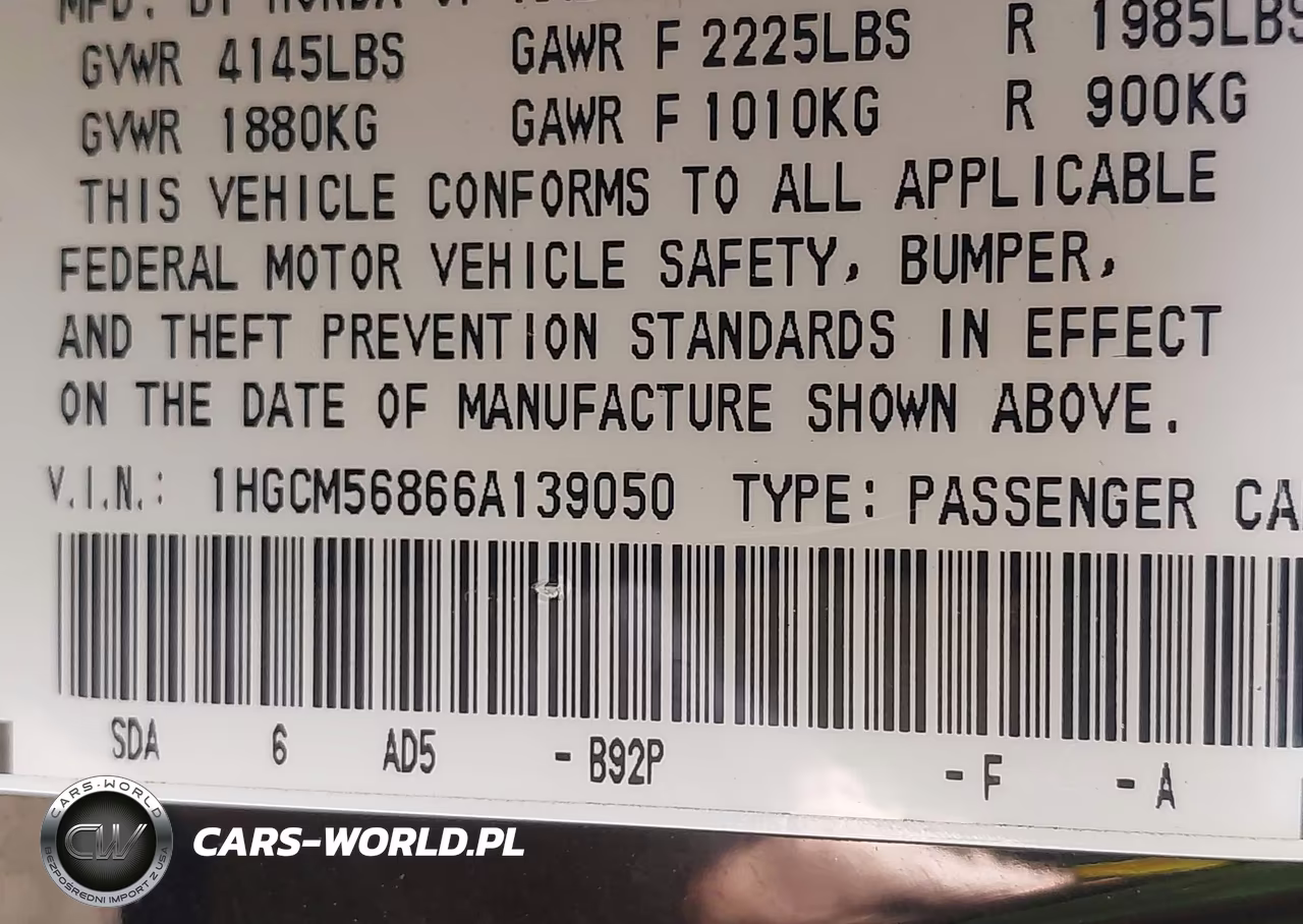 2006 Honda Accord 2.4 Ex VIN:1HGCM56866A139050 - 9