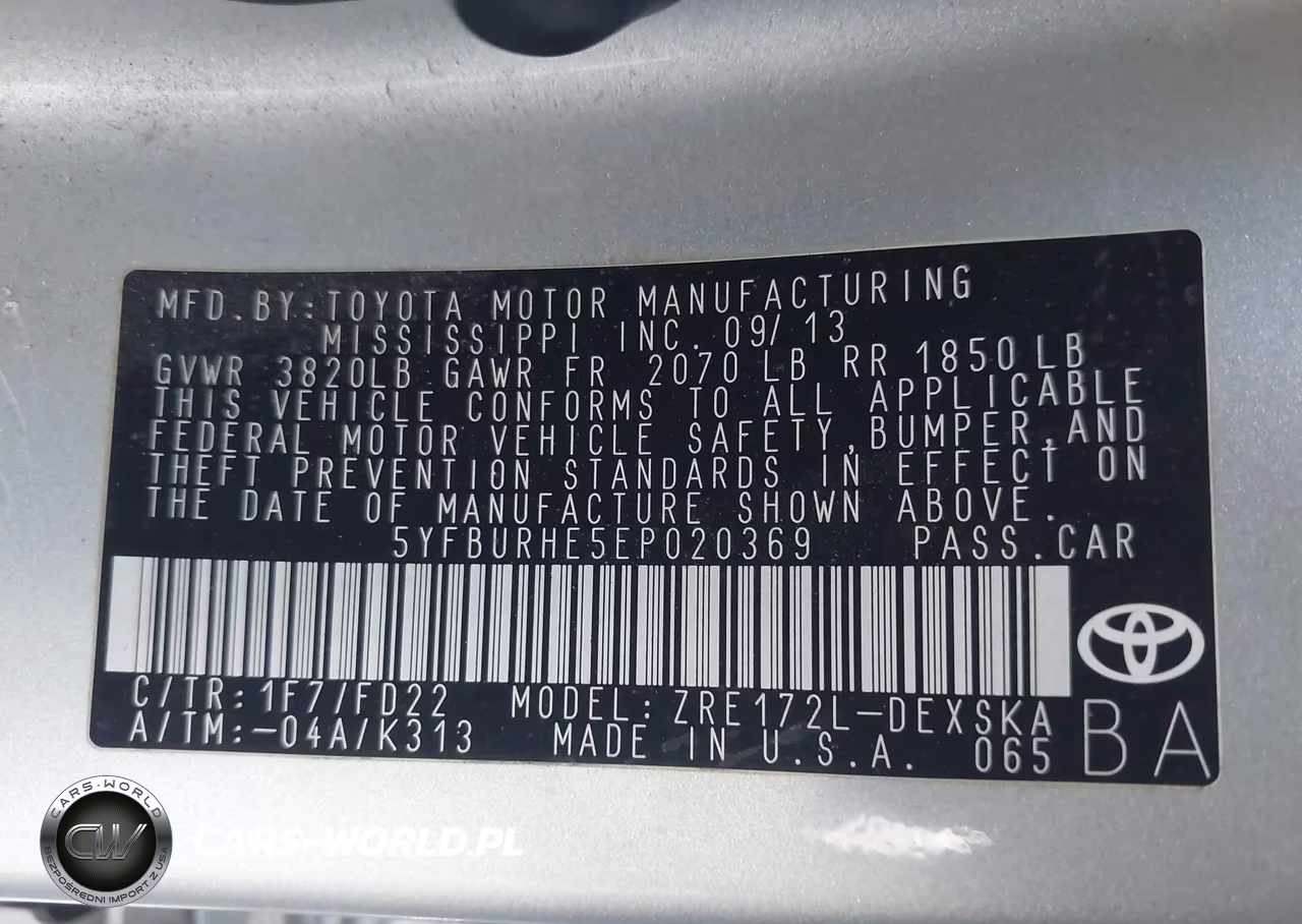 2014 Toyota Corolla S Plus VIN:5YFBURHE5EP020369 - 9