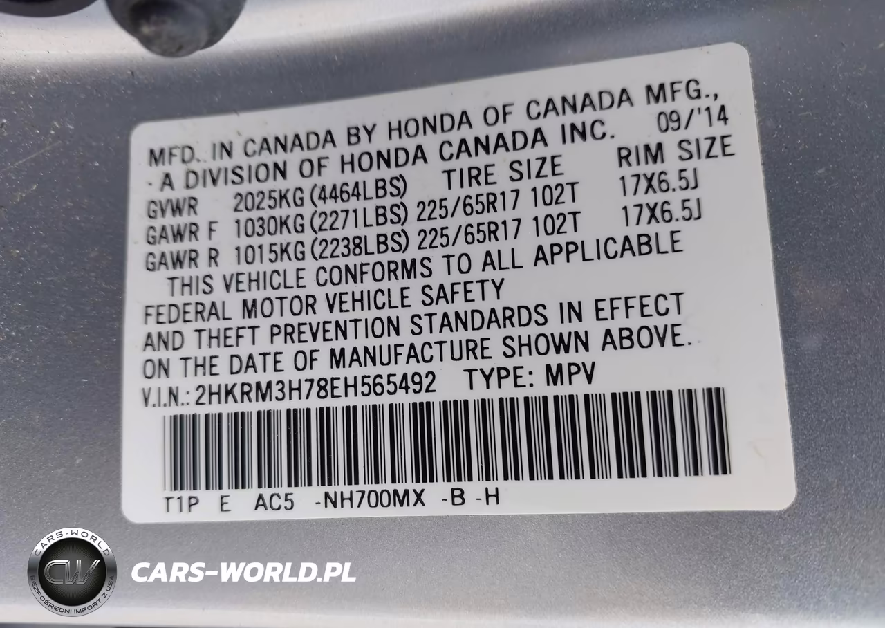 2014 Honda Cr-V Ex-L VIN:2HKRM3H78EH565492 - 9
