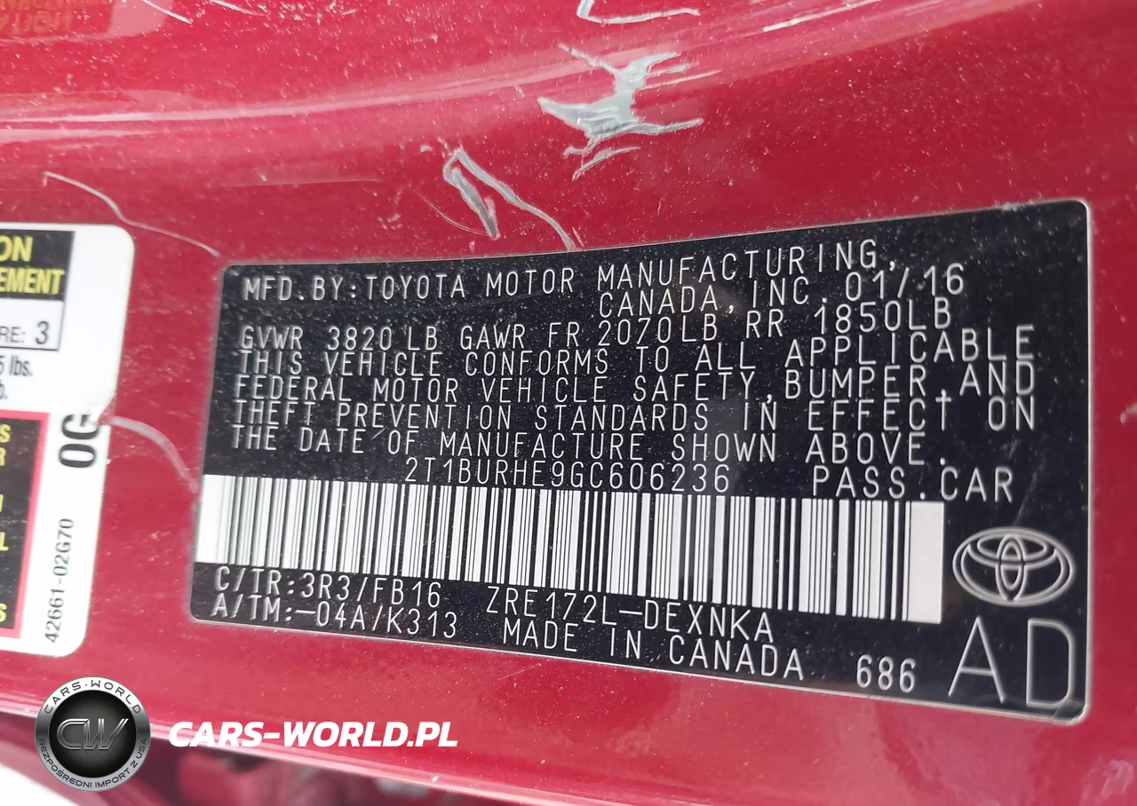 2016 Toyota Corolla Le VIN:2T1BURHE9GC606236 - 9