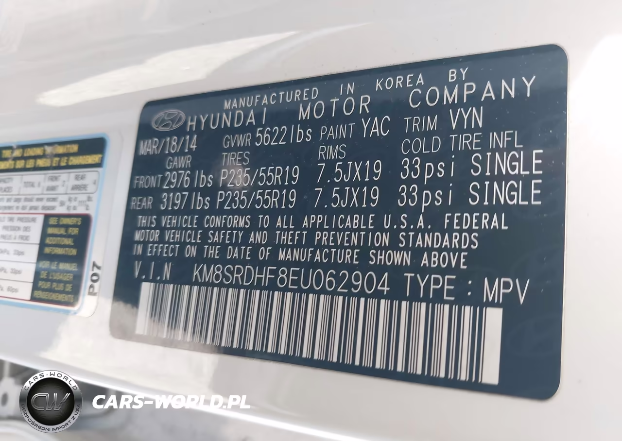 2014 Hyundai Santa Fe Limited VIN:KM8SRDHF8EU062904 - 9
