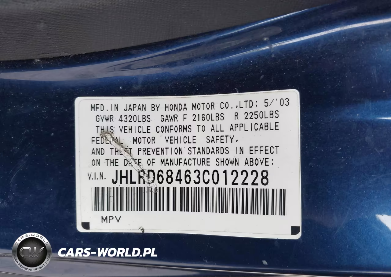 2003 Honda Cr-V Lx VIN:JHLRD68463C012228 - 9
