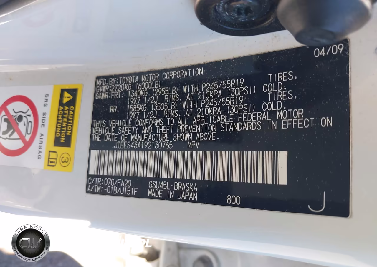 2009 Toyota Highlander Sport VIN:JTEES43A192130765 - 9
