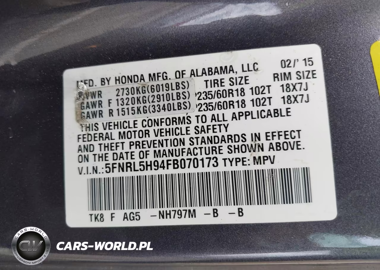 2015 Honda Odyssey Touring-Touring Elite VIN:5FNRL5H94FB070173 - 9