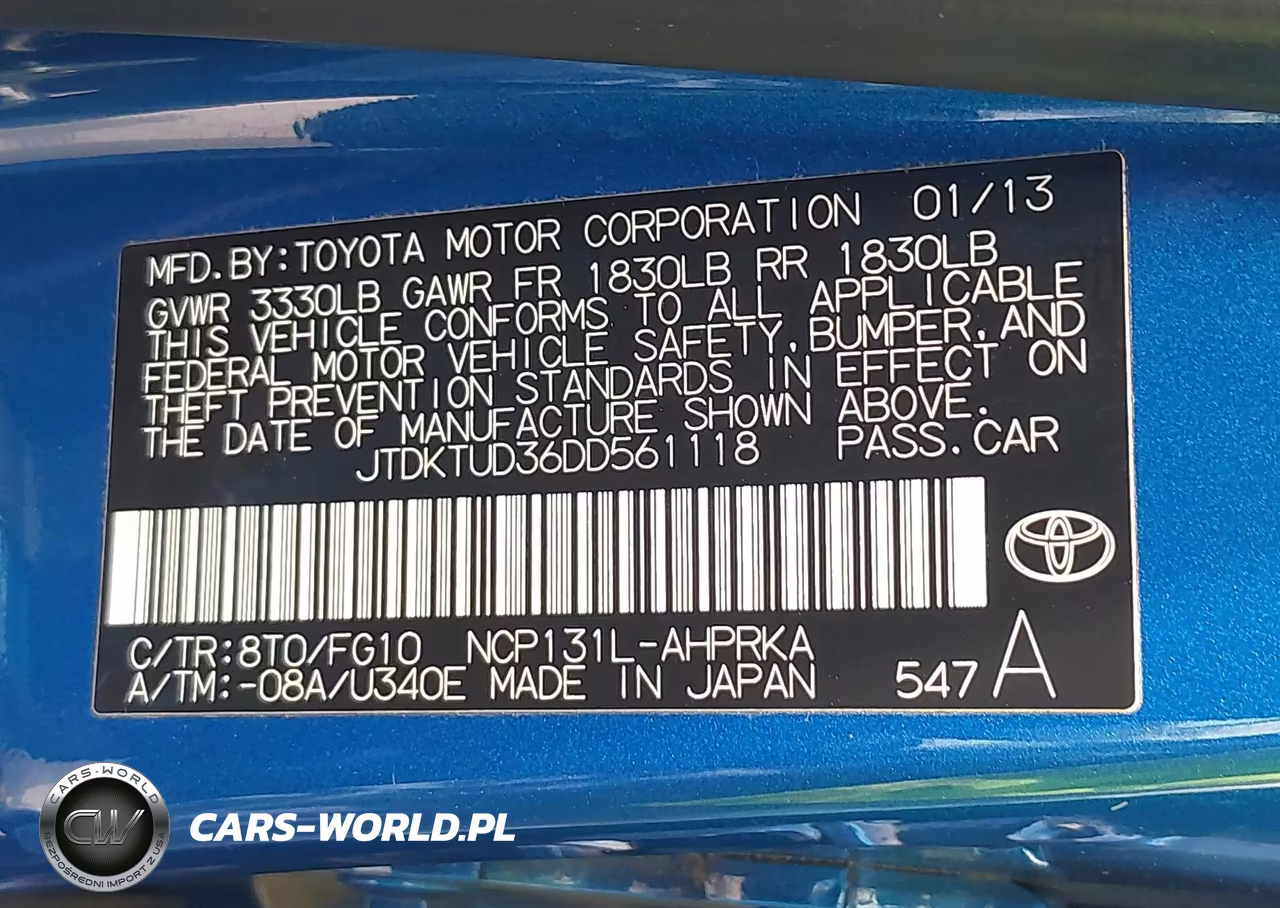 2013 Toyota Yaris Le VIN:JTDKTUD36DD561118 - 9