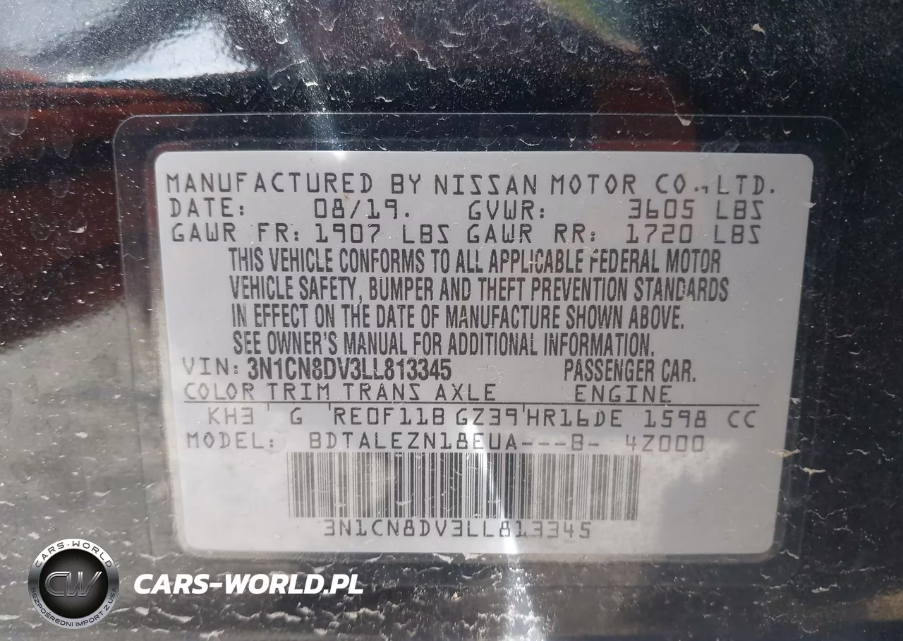 2020 Nissan Versa S Xtronic Cvt VIN:3N1CN8DV3LL813345 - 9