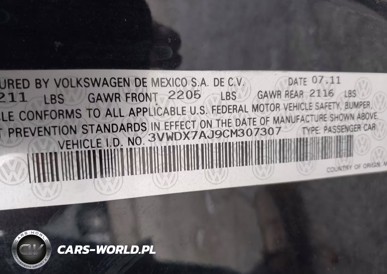 2012 Volkswagen Jetta 2.5L Se VIN:3VWDX7AJ9CM307307 - 9