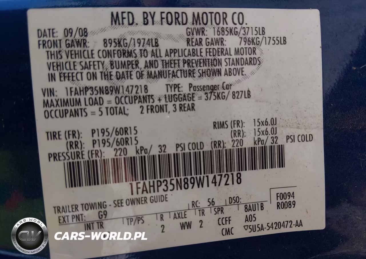 2009 Ford Focus Se VIN:1FAHP35N89W147218 - 9