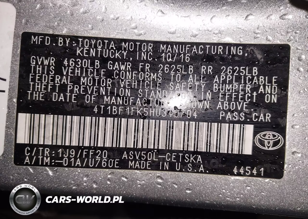 2017 Toyota Camry Se VIN:4T1BF1FK5HU340704 - 9