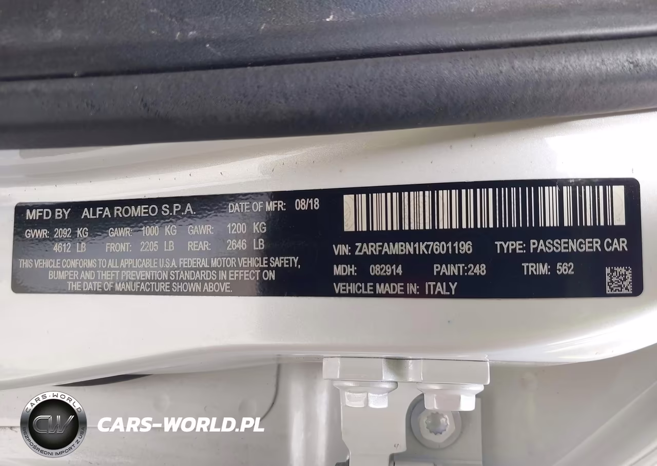 2019 Alfa Romeo Giulia Ti Lusso Rwd VIN:ZARFAMBN1K7601196 - 9