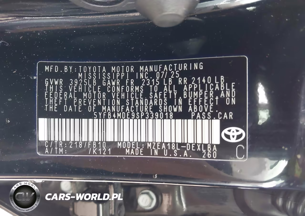 2025 Toyota Corolla Le VIN:5YFB4MDE9SP339018 - 9