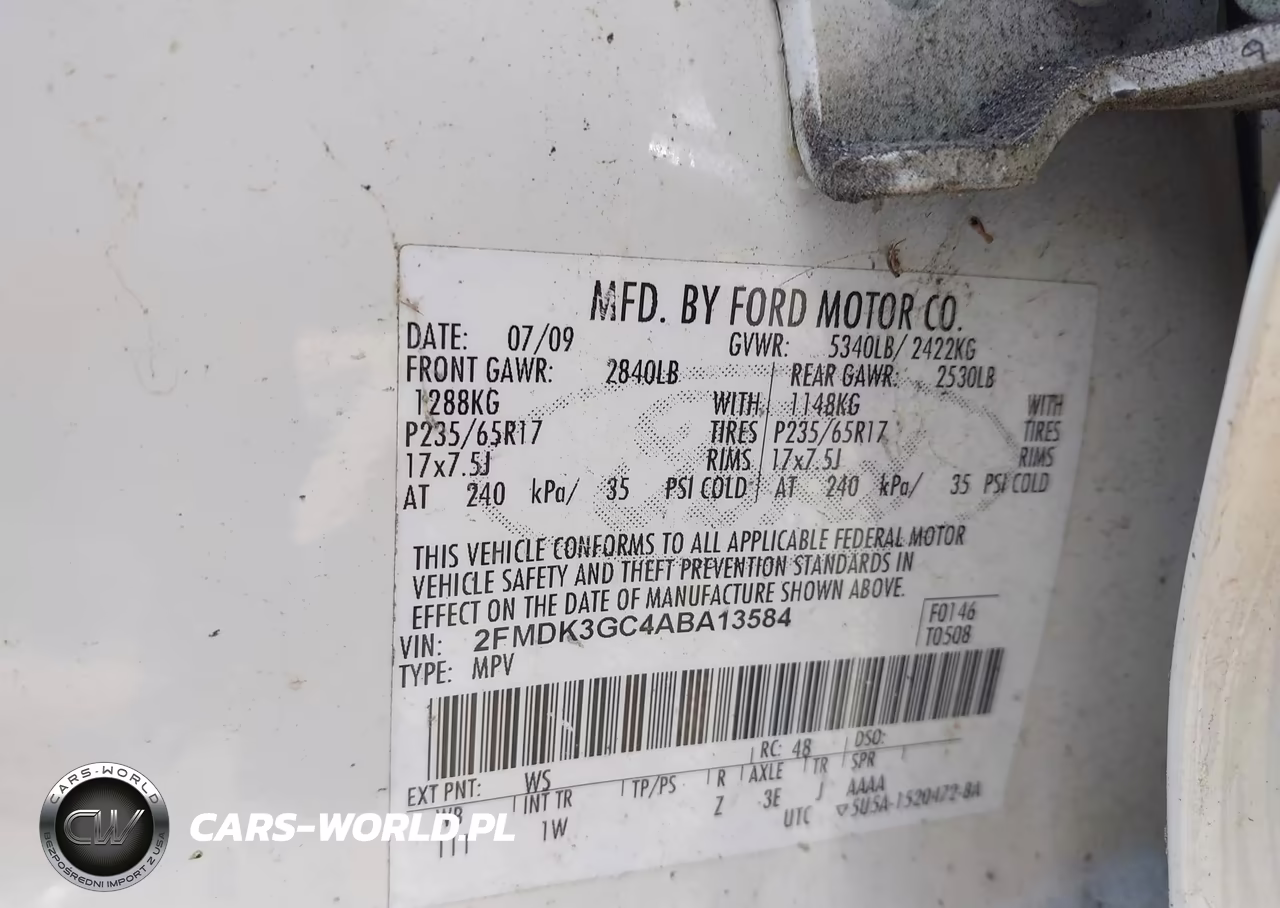 2010 Ford Edge Se VIN:2FMDK3GC4ABA13584 - 9