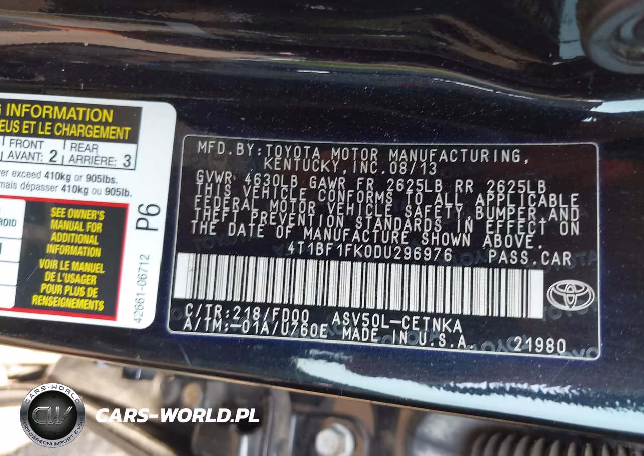 2013 Toyota Camry Le VIN:4T1BF1FK0DU296976 - 9