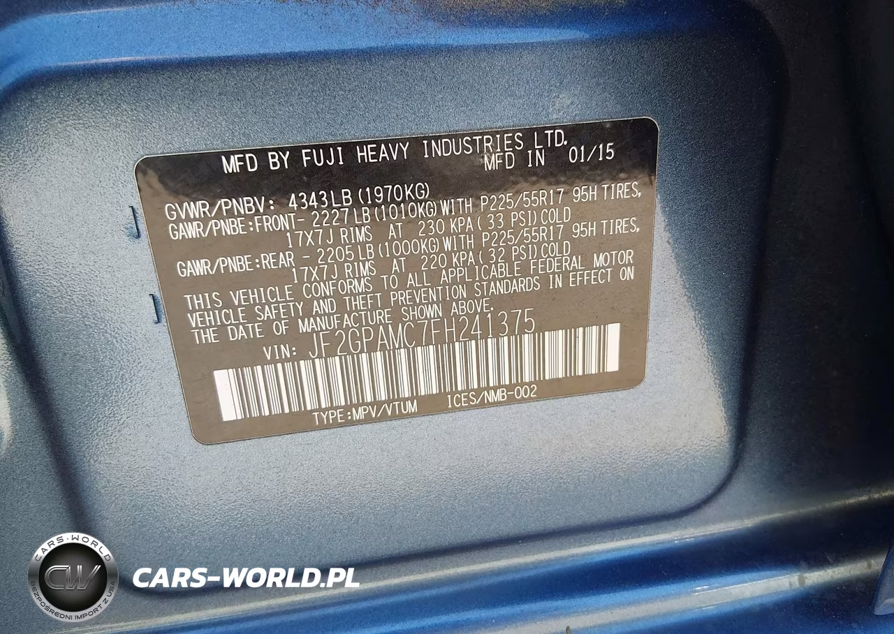 2015 Subaru Xv Crosstrek 2.0I Limited VIN:JF2GPAMC7FH241375 - 9