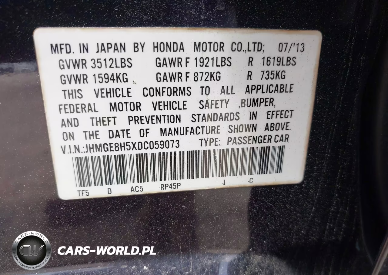 2013 Honda Fit Sport VIN:JHMGE8H5XDC059073 - 9