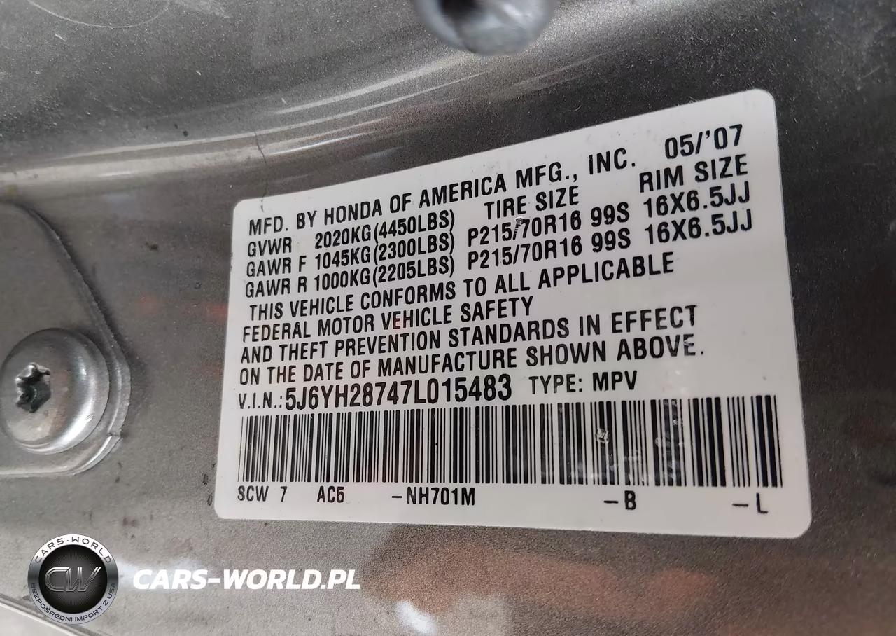 2007 Honda Element Ex VIN:5J6YH28747L015483 - 9