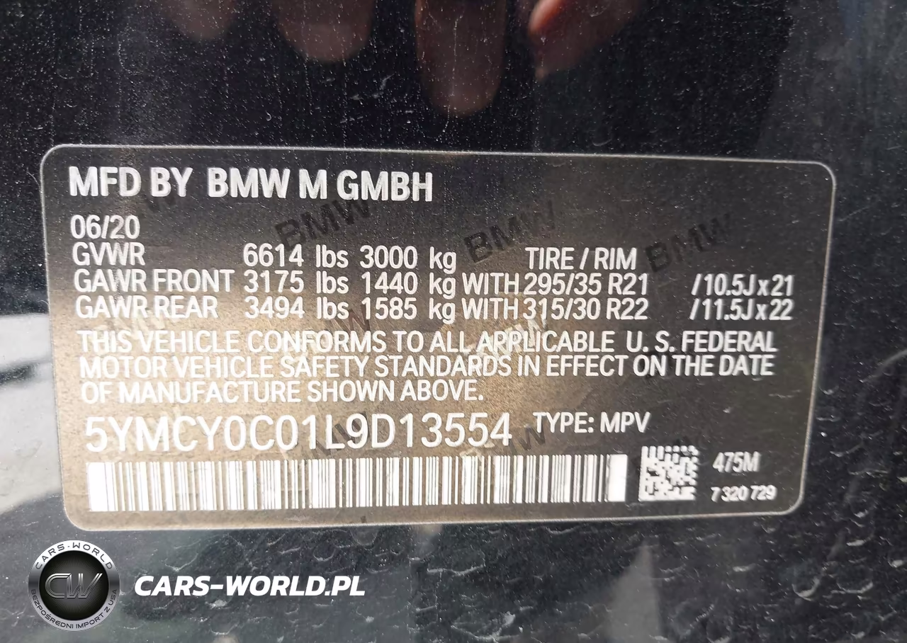 2020 BMW X6 M Competition VIN:5YMCY0C01L9D13554 - 8