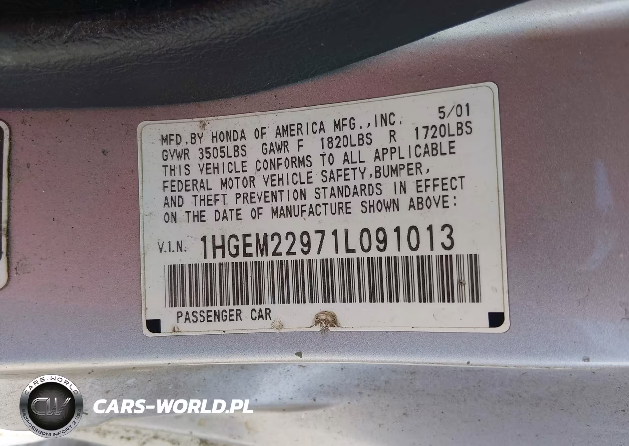 2001 Honda Civic Ex VIN:1HGEM22971L091013 - 9