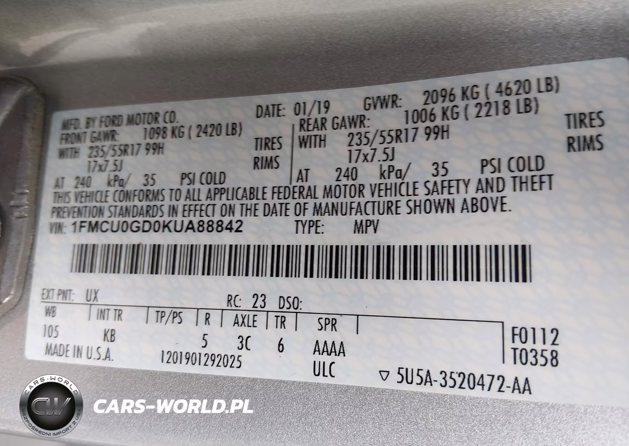 2019 Ford Escape Se VIN:1FMCU0GD0KUA88842 - 9