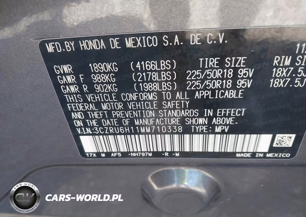 2021 Honda Hr-V Awd Sport VIN:3CZRU6H11MM710338 - 9