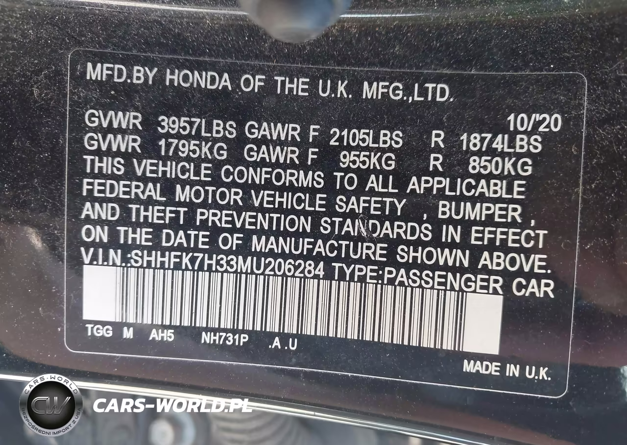 2021 Honda Civic Lx VIN:SHHFK7H33MU206284 - 9