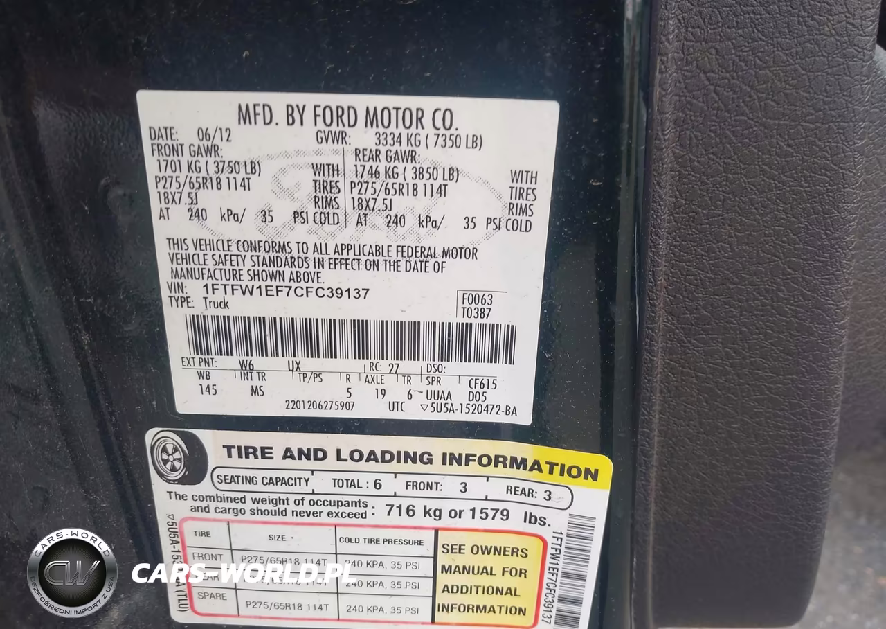 2012 Ford F-150 Xlt VIN:1FTFW1EF7CFC39137 - 9