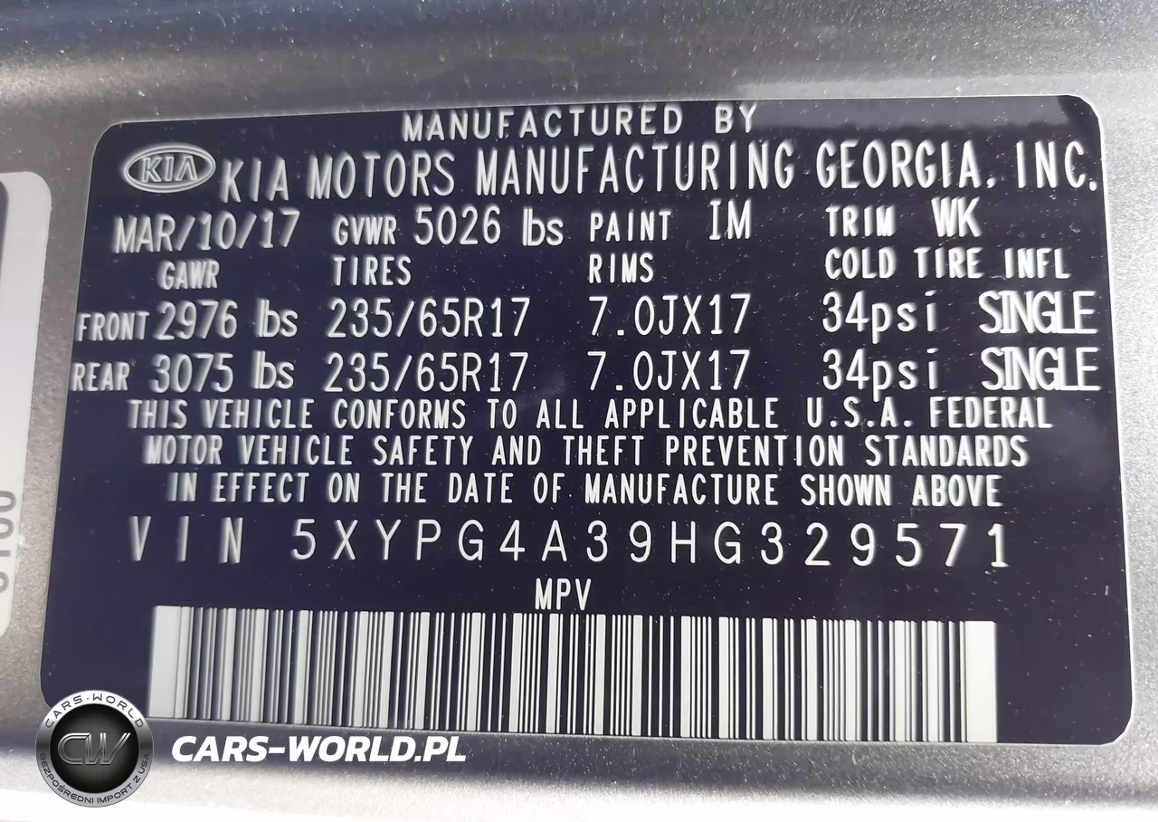 2017 Kia Sorento 2.4L Lx VIN:5XYPG4A39HG329571 - 9