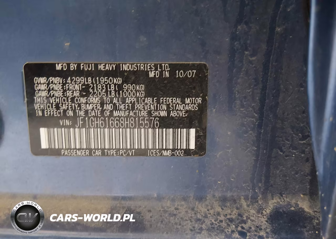 2008 Subaru Impreza Wagon (Natl) I VIN:JF1GH61668H815576 - 9