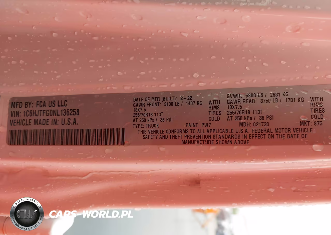 2022 Jeep Gladiator Overland 4X4 VIN:1C6HJTFG0NL136258 - 9