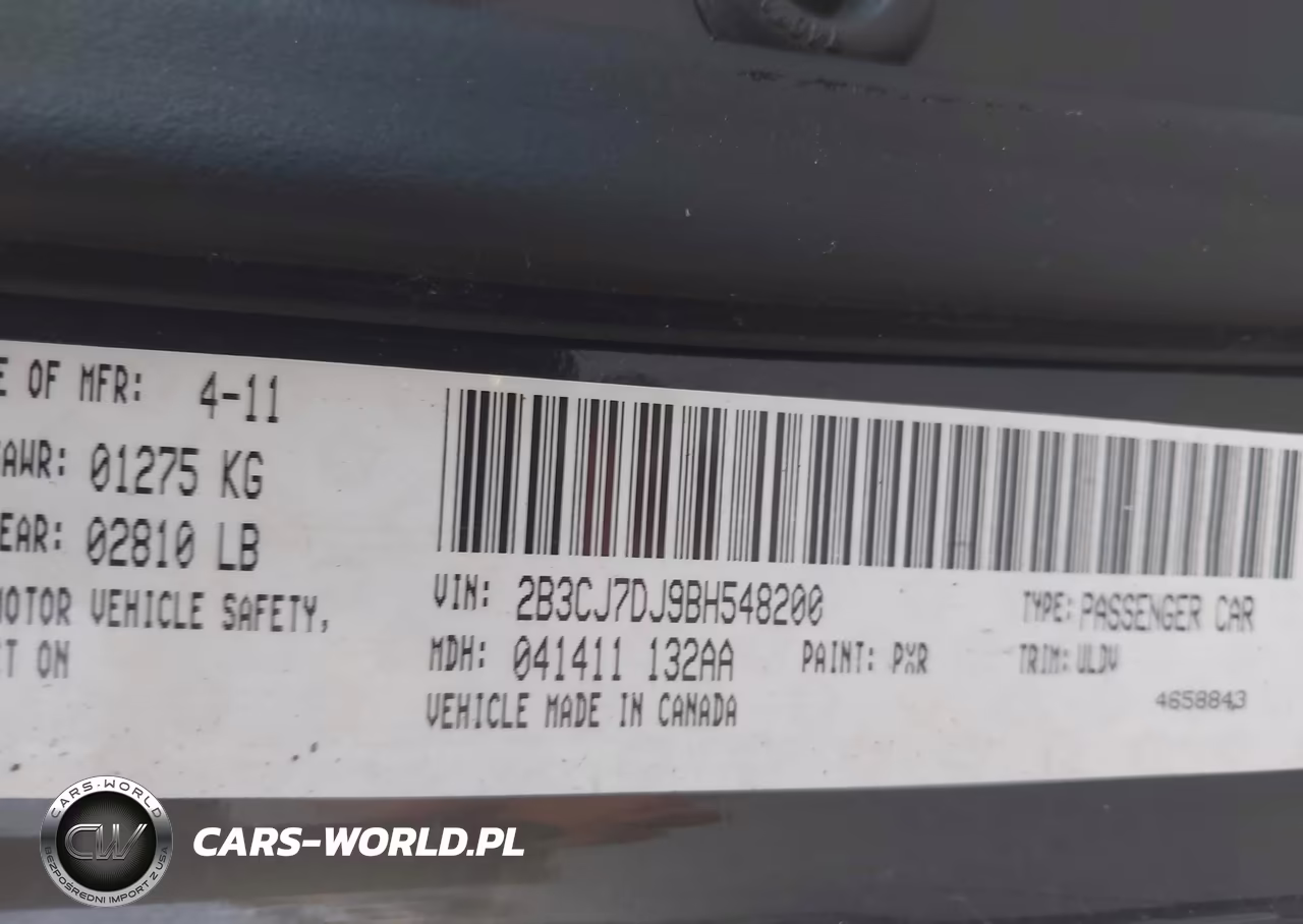 2011 Dodge Challenger Srt8 VIN:2B3CJ7DJ9BH548200 - 9