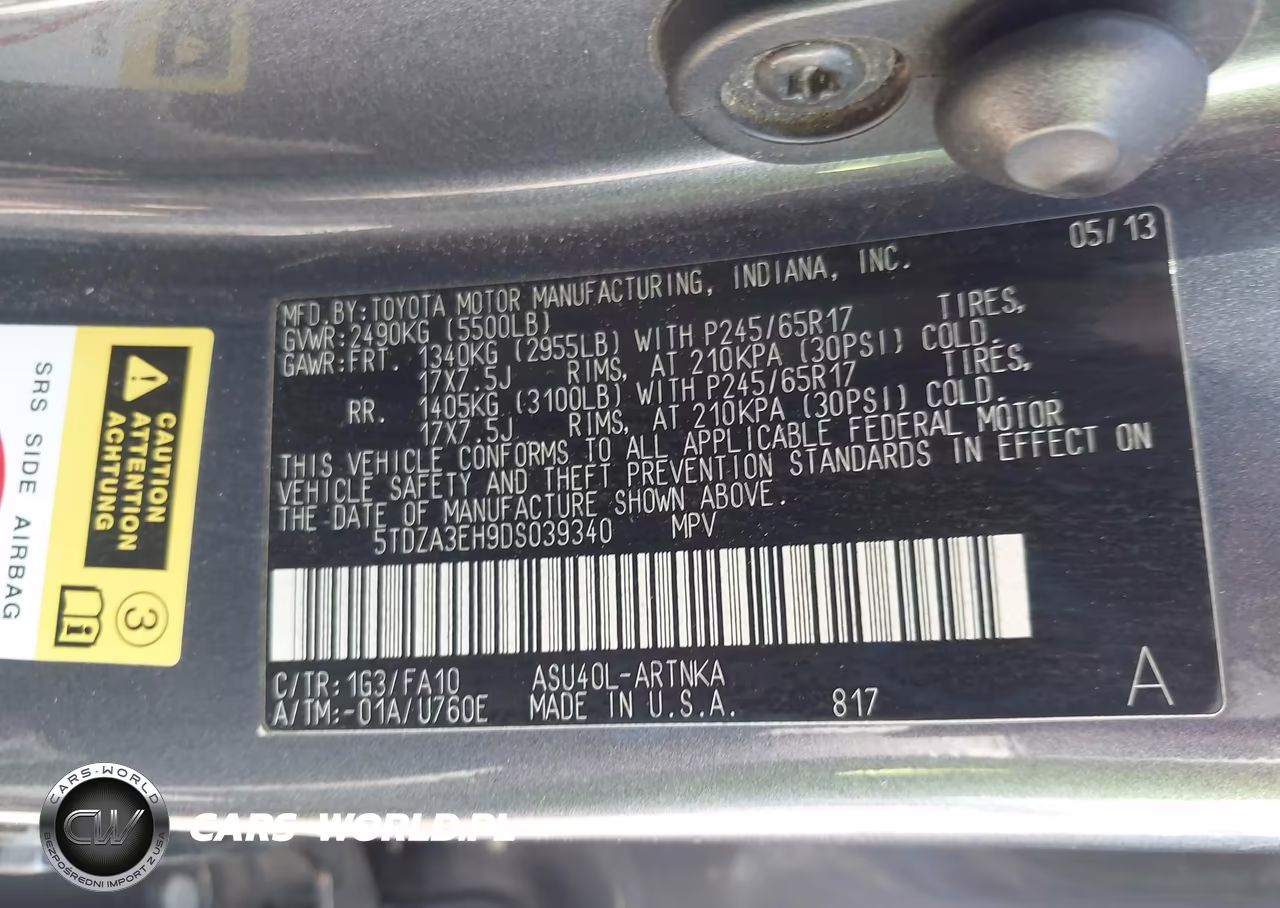 2013 Toyota Highlander Base Plus VIN:5TDZA3EH9DS039340 - 9