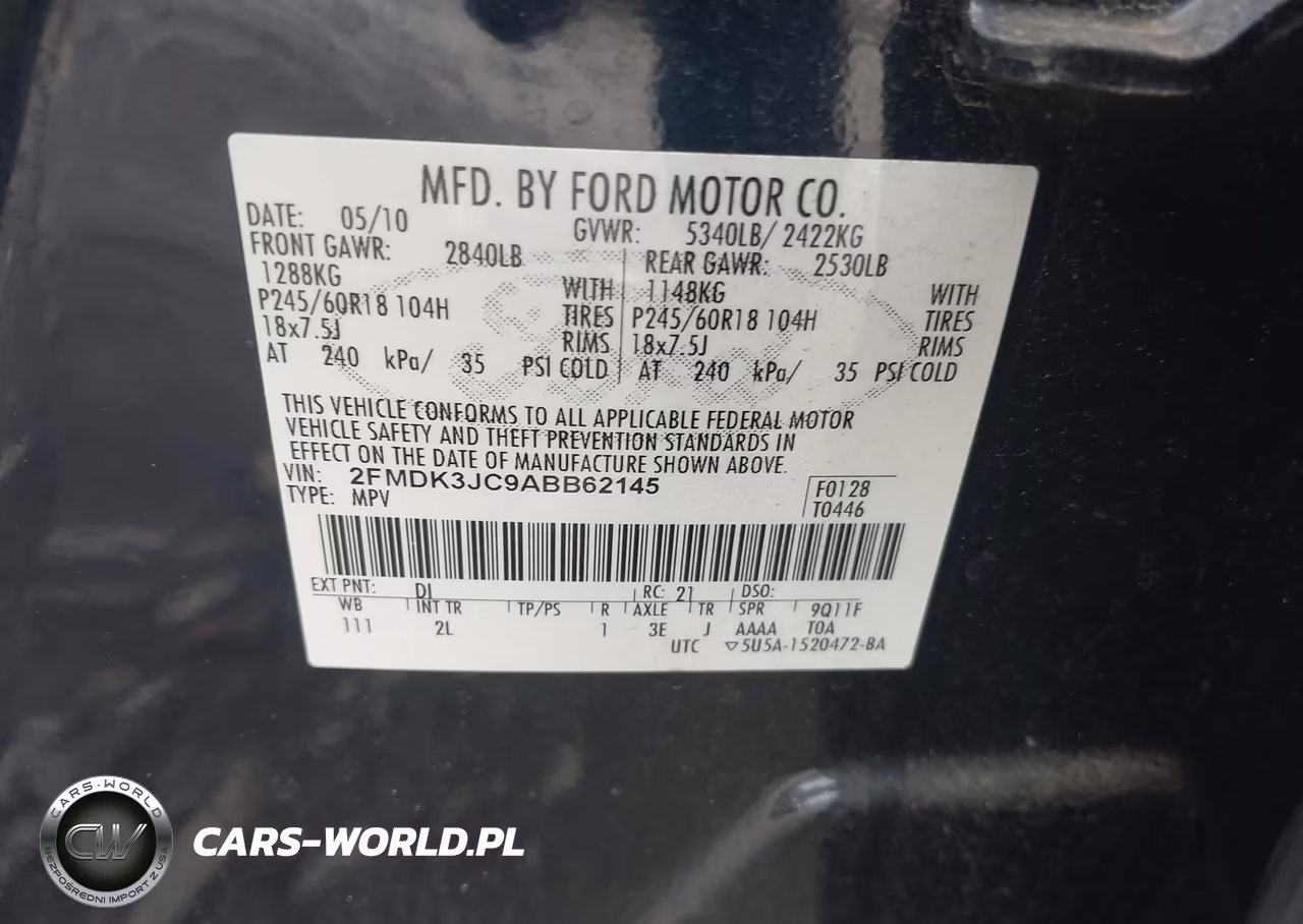 2010 Ford Edge Sel VIN:2FMDK3JC9ABB62145 - 9