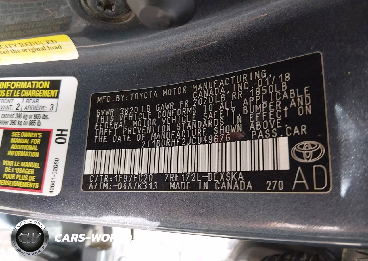 2018 Toyota Corolla Se VIN:2T1BURHE2JC049676 - 9