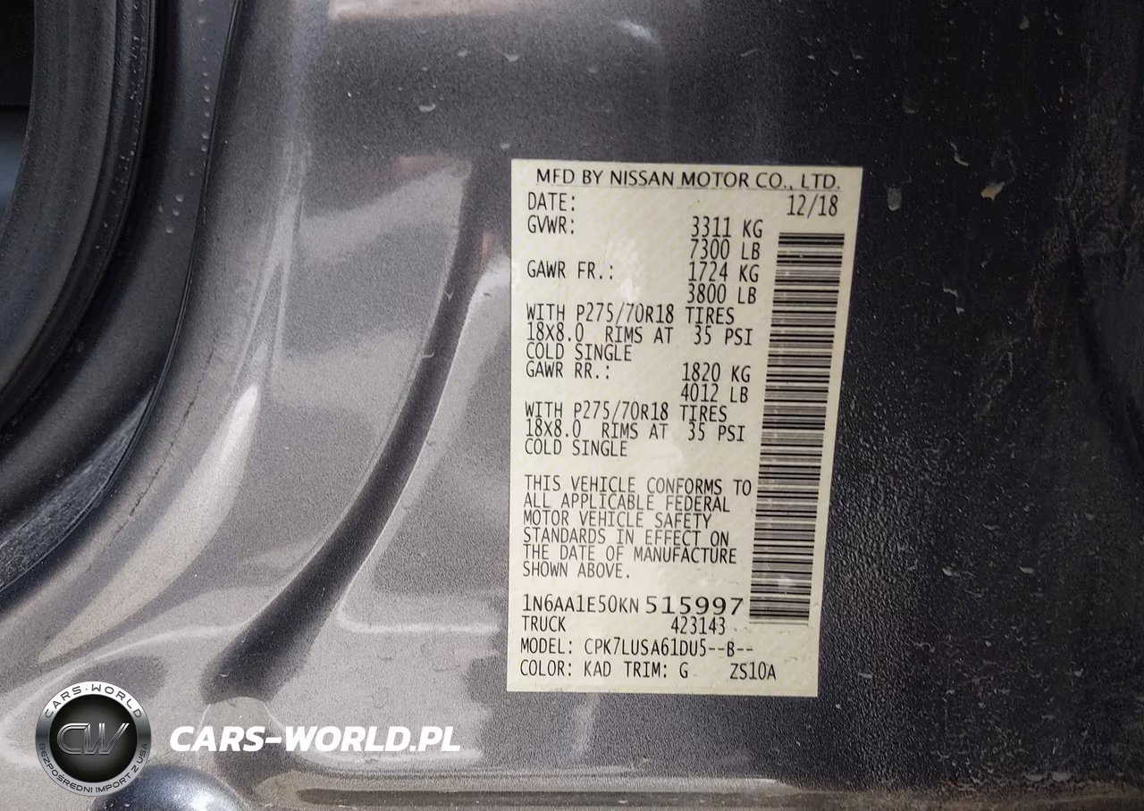 2019 Nissan Titan Pro-4X VIN:1N6AA1E50KN515997 - 9
