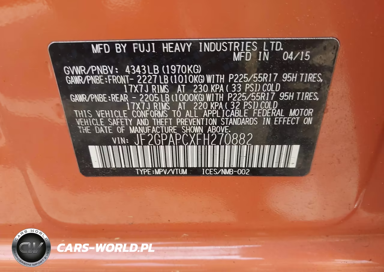 2015 Subaru Xv Crosstrek 2.0I Limited VIN:JF2GPAPCXFH270882 - 8